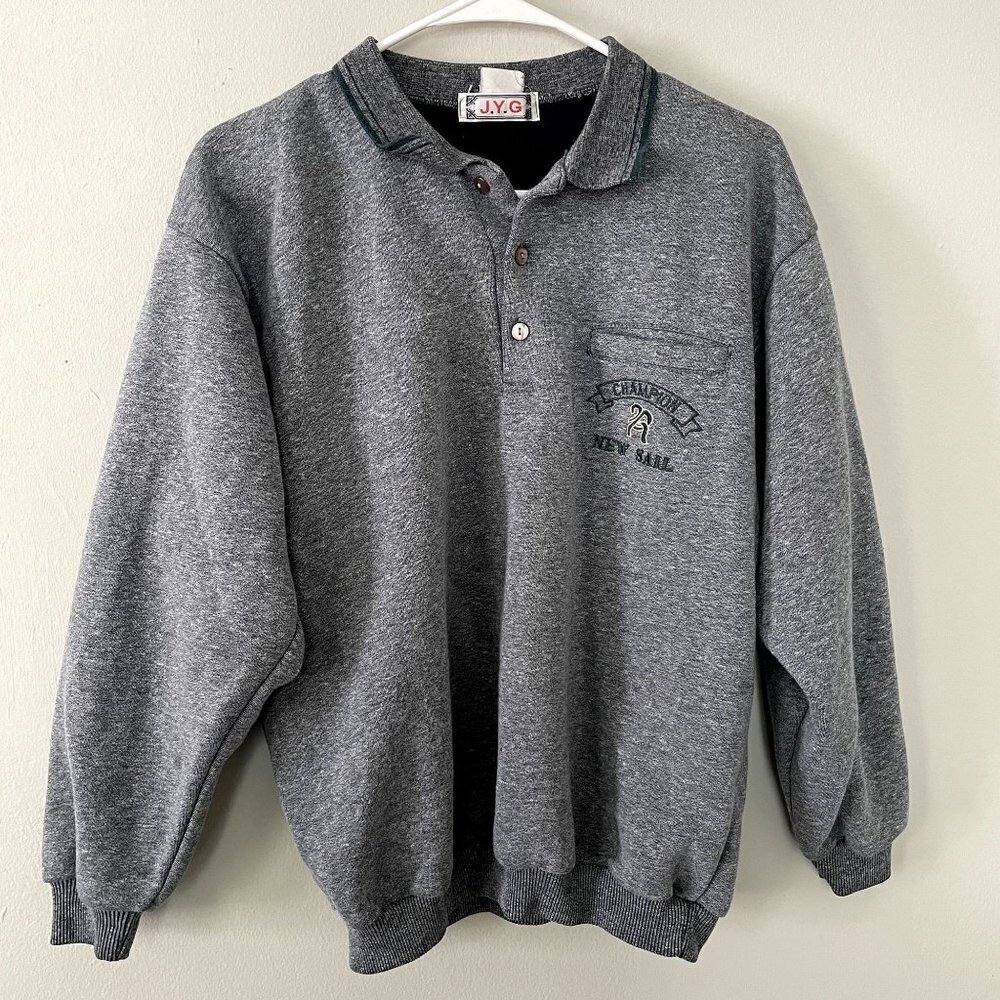 J.Y.G. champion new sail gray crewneck style comfortable fleece sweater thick